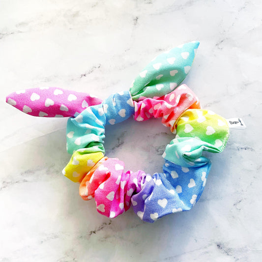VALENTINE Rainbow Heart Bow Scrunchie, Scrunched Bow Hair Tie, Hair Accessories, SummerStyle Bracelets