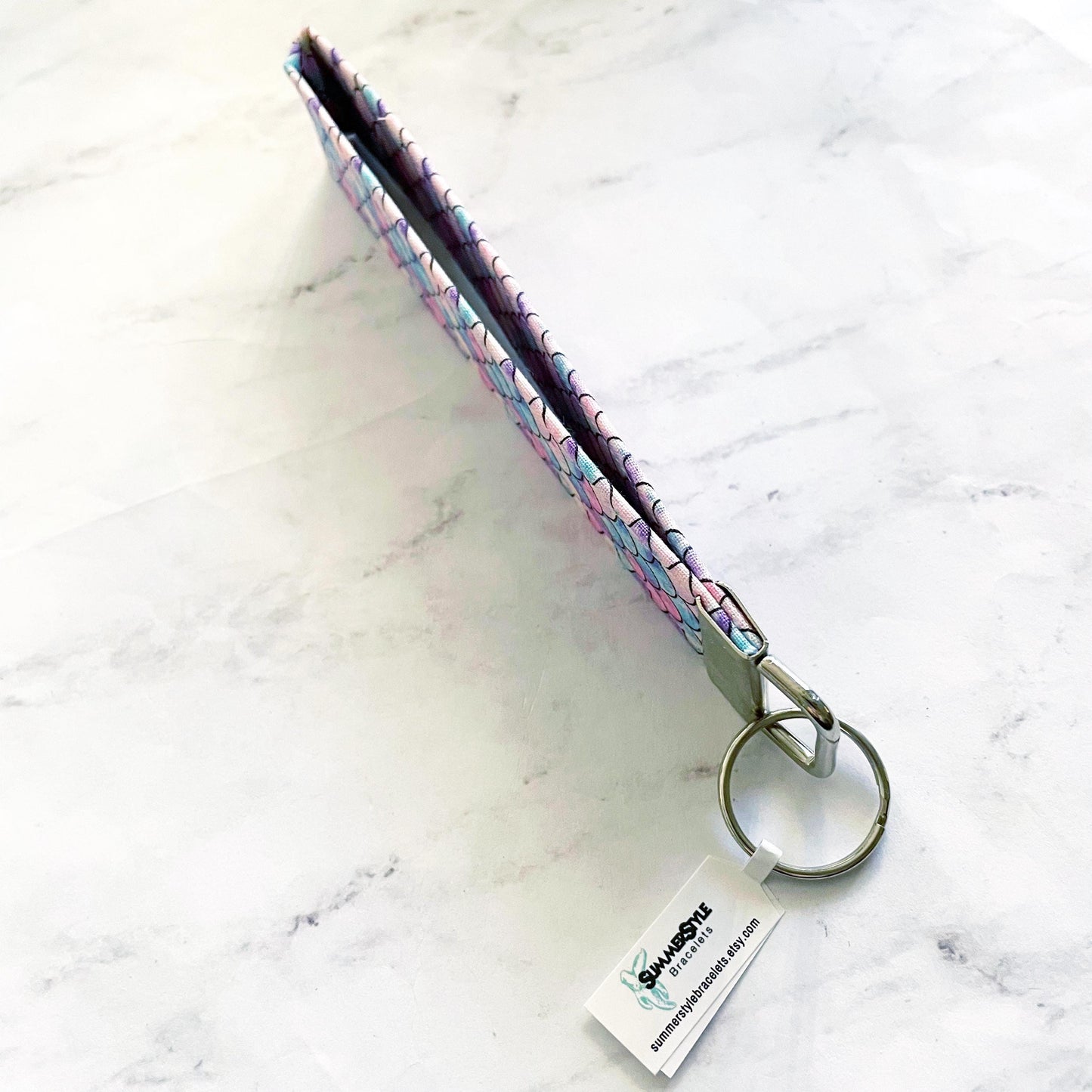 Purple Mermaid Scales Key Fob Wristlet, 6.5in Wristlet Lanyard, Keychain Wristlet, Handmade Lanyard, SummerStyle Bracelets