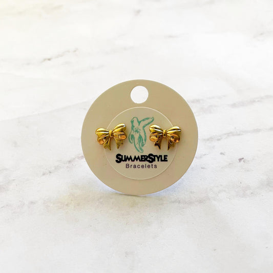 Gold Bow Stud Earrings, Stud Earrings, Stainless Steel Studs, Bow Earrings, SummerStyle Bracelets