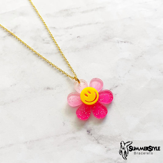 Smiley Daisy Necklace, Floral Jewelry, Gold Chain Necklace, SummerStyle Bracelets