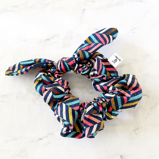 Dark Chevron Bow Scrunchie, Hair Accessories, Bow Hair Tie, SummerStyle Bracelets