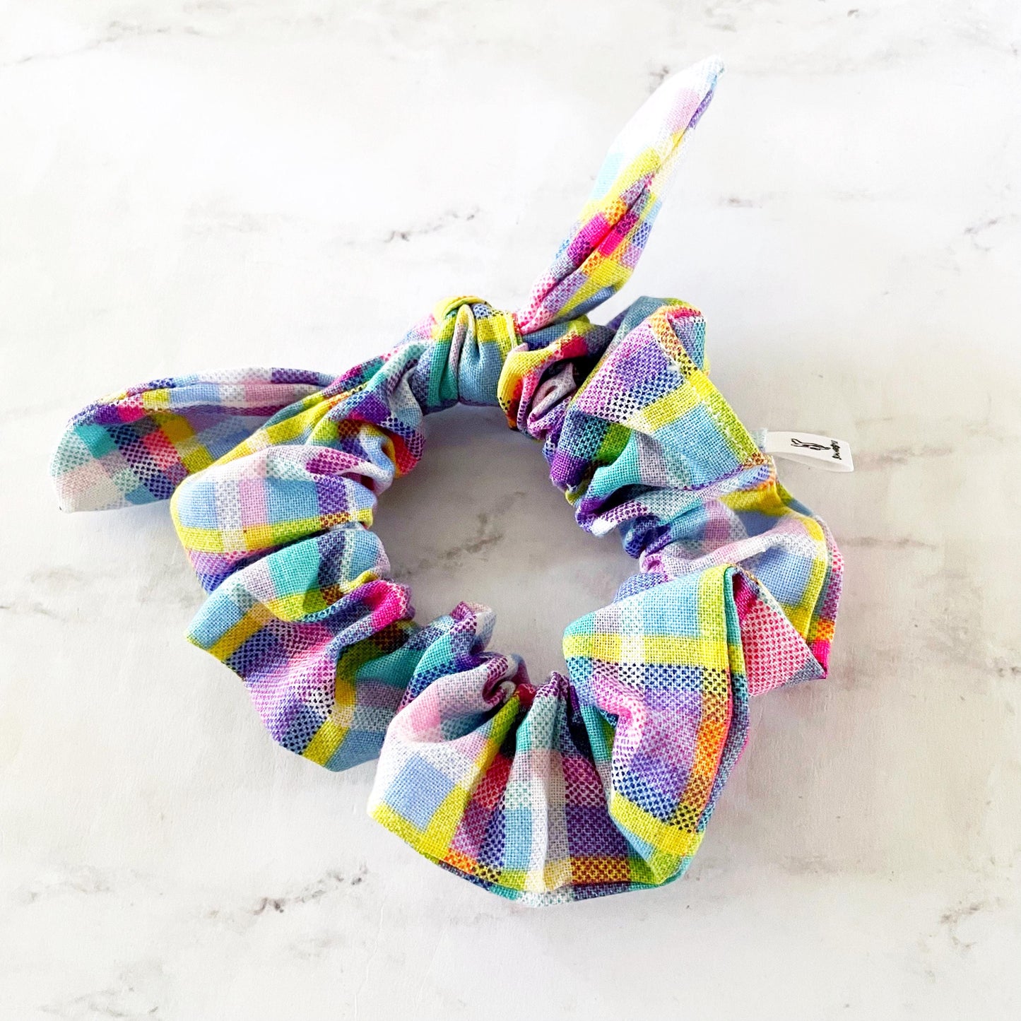 Neon Plaid Bow Scrunchie, Hair Accessories, Bow Hair Tie, SummerStyle Bracelets