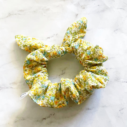 Yellow Floral Bow Scrunchie, Floral Gift, Hair Accessories, Bow Hair Tie, SummerStyle Bracelets