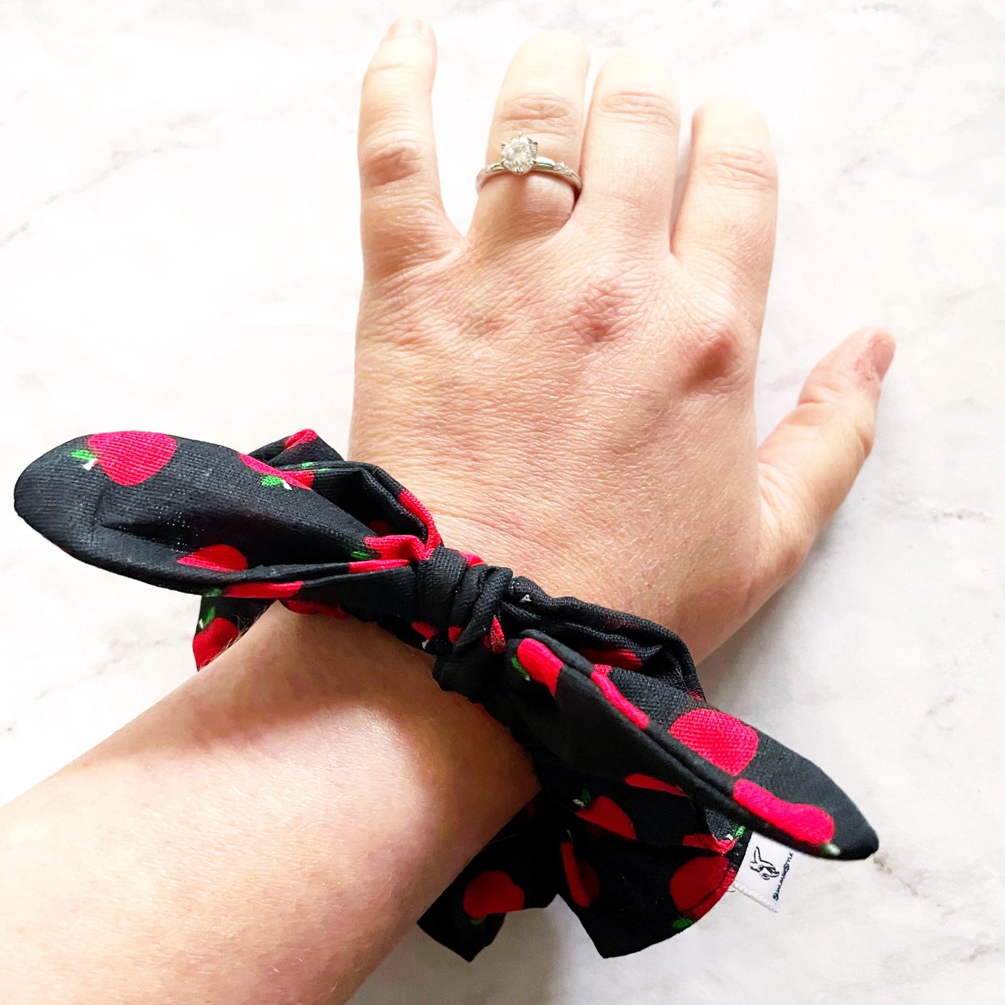 Apple Bow Scrunchie, Hair Accessory, SummerStyle Bracelets