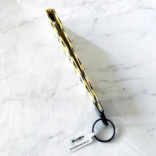 Black Bee Key Fob Wristlet, 6.5in Wristlet Lanyard, Keychain Wristlet, Handmade Lanyard, SummerStyle Bracelets