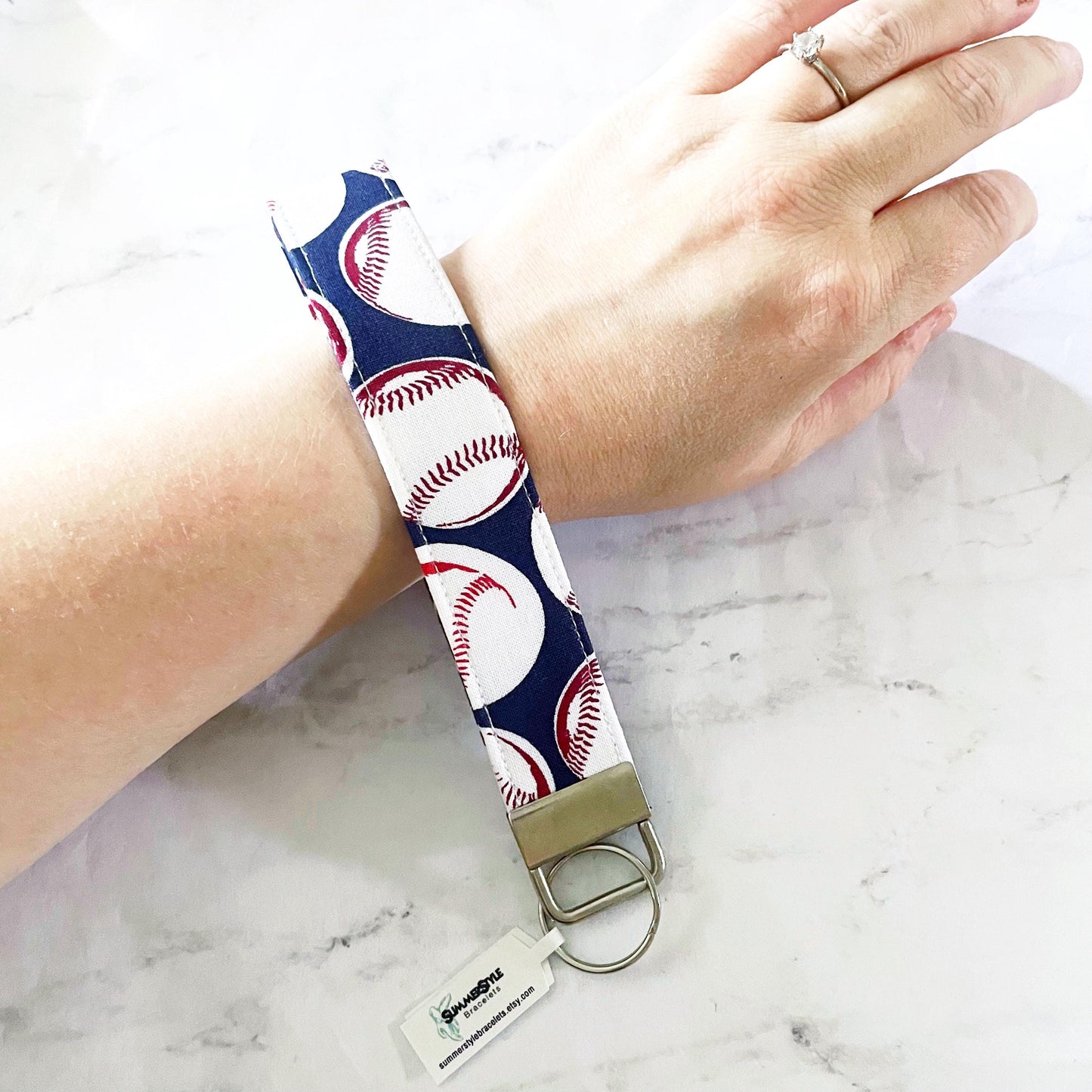 Baseball Key Fob Wristlet, 6.5in Wristlet Lanyard, Keychain Wristlet, Handmade Lanyard, SummerStyle Bracelets