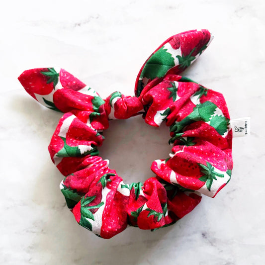 Packed Strawberry Bow Scrunchie, Strawberry Gift, Hair Accessories, Bow Hair Tie, SummerStyle Bracelets
