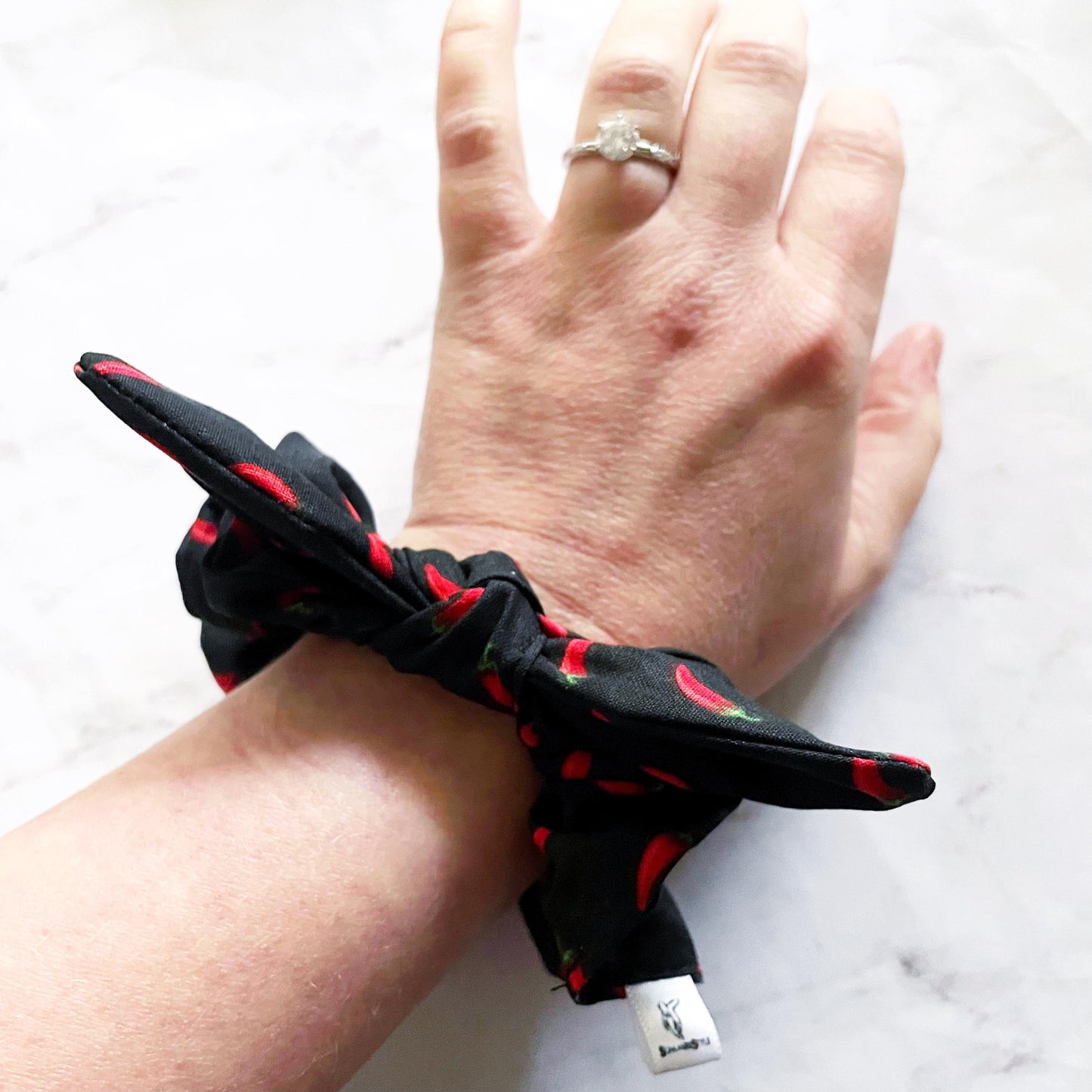 Chili Pepper Bow Scrunchie, Hair Accessory, SummerStyle Bracelets