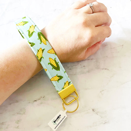 Corn Field Key Fob Wristlet, 6.5in Wristlet Lanyard, Keychain Wristlet, Handmade Lanyard, SummerStyle Bracelets