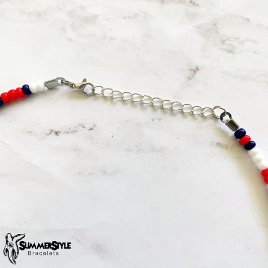 Red White and Blue Beaded Choker, Choker Necklace, Seed Bead Choker, Summer Jewelry, SummerStyle Bracelets