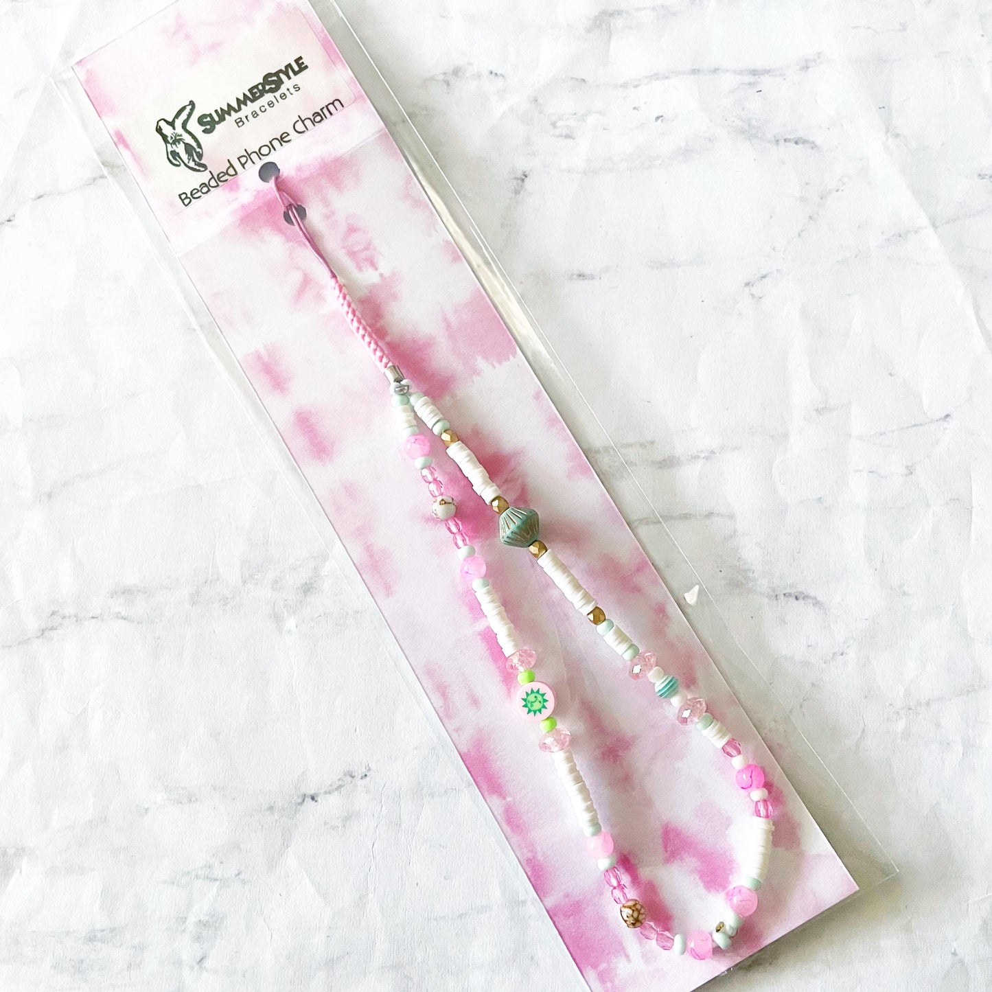 Pastel Sunshine Beaded Phone Charm, Kawaii Phone Accessory, Phone Wristlet, SummerStyle Bracelets