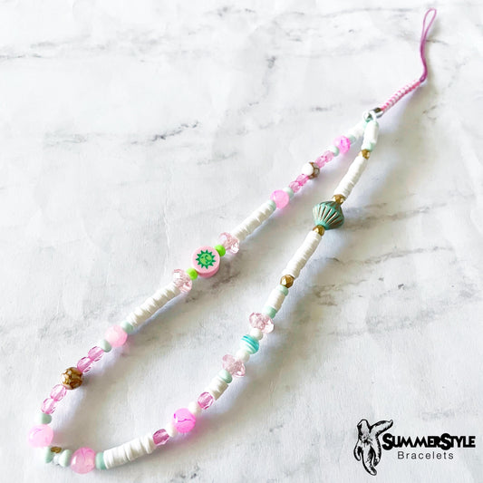 Pastel Sunshine Beaded Phone Charm, Kawaii Phone Accessory, Phone Wristlet, SummerStyle Bracelets