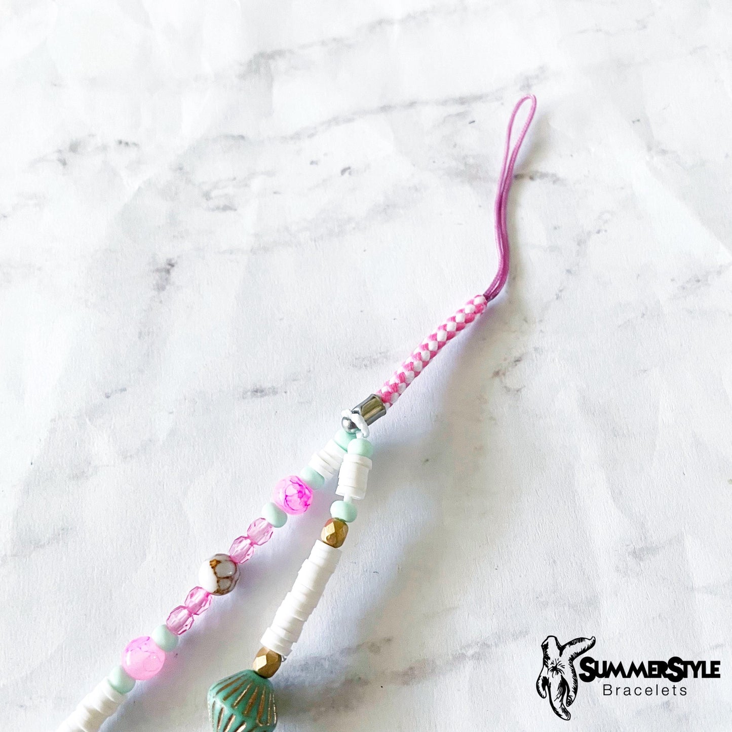 Pastel Sunshine Beaded Phone Charm, Kawaii Phone Accessory, Phone Wristlet, SummerStyle Bracelets