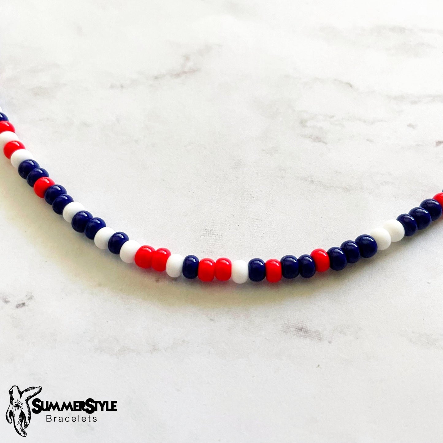 Red White and Blue Beaded Choker, Choker Necklace, Seed Bead Choker, Summer Jewelry, SummerStyle Bracelets
