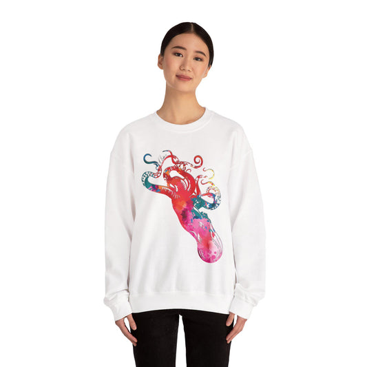 Watercolor Octopus Unisex Heavy Blend Crewneck Sweatshirt, Orca Whale Sweatshirt, Cotton Crewneck, SummerStyle Bracelets