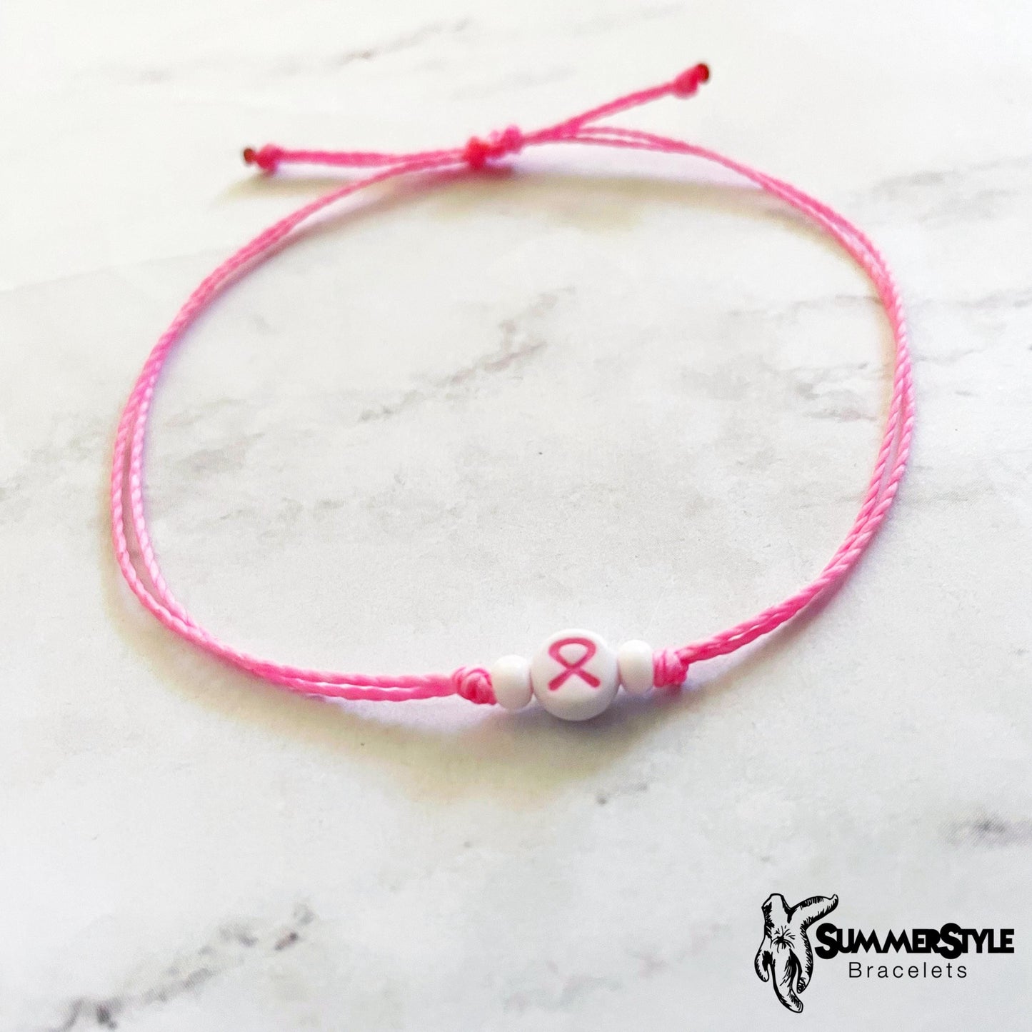 Mini Pink Ribbon Stackable Adjustable Waterproof Bracelet, Stackable Bracelet, Friendship Bracelet, SummerStyle Bracelets