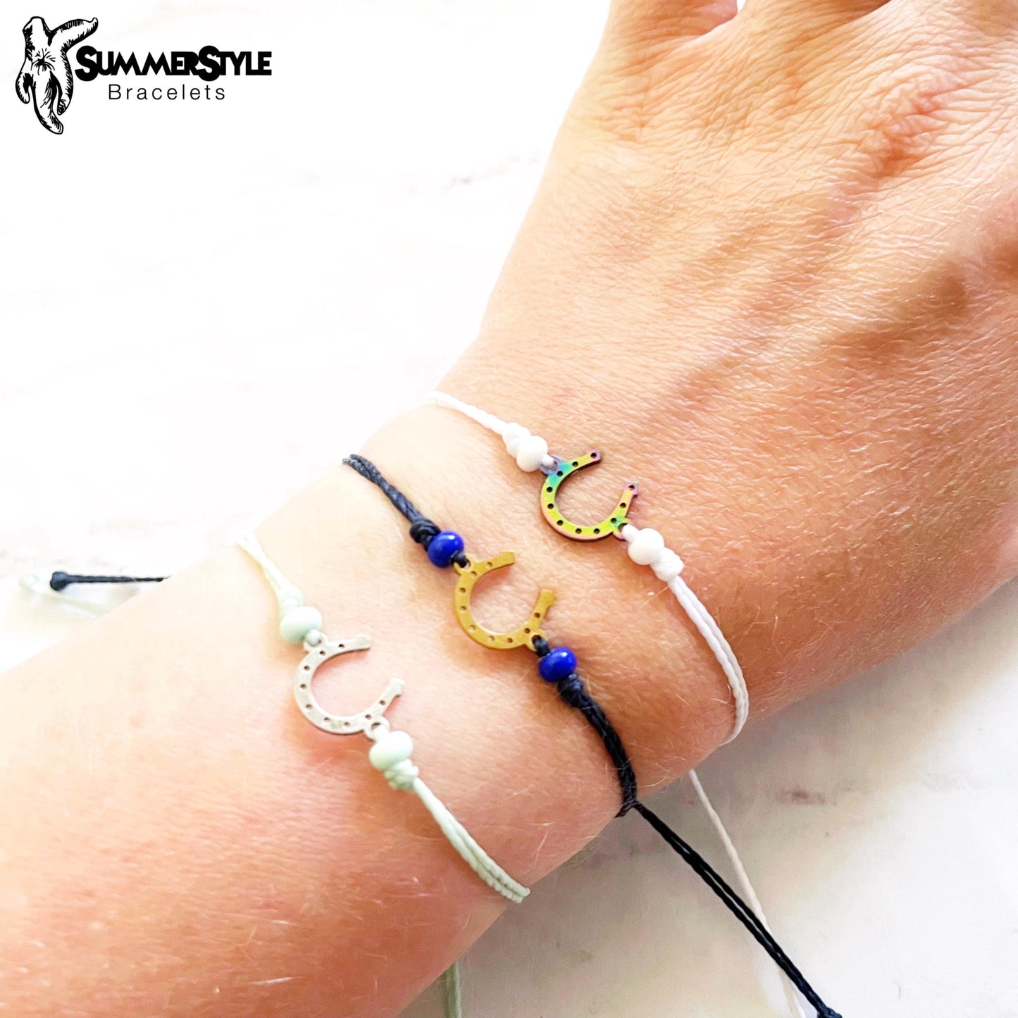 Horseshoe Custom Adjustable Waterproof Bracelet, Lucky Bracelet, Western Jewelry, SummerStyle Bracelets