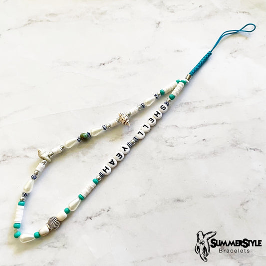 Shell Yeah Beaded Phone Charm, Mermaidcore Accessory, Phone Wristlet, SummerStyle Bracelets