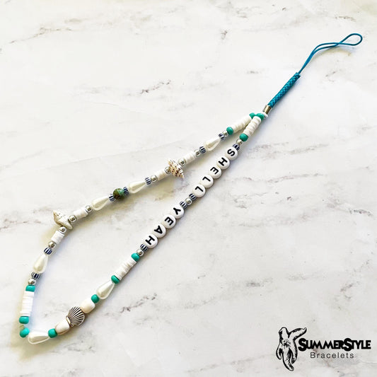 Shell Yeah Beaded Phone Charm, Mermaidcore Accessory, Phone Wristlet, SummerStyle Bracelets