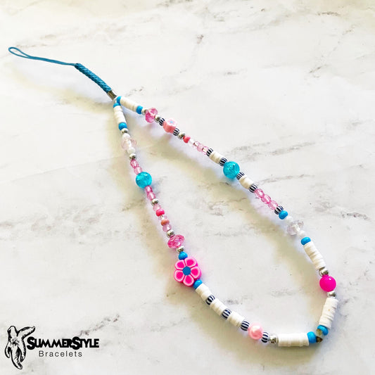 Bubble Pop Beaded Phone Charm, Pink & Blue Wrist Strap, Playful Y2K-Inspired Accessory, SummerStyle Bracelets