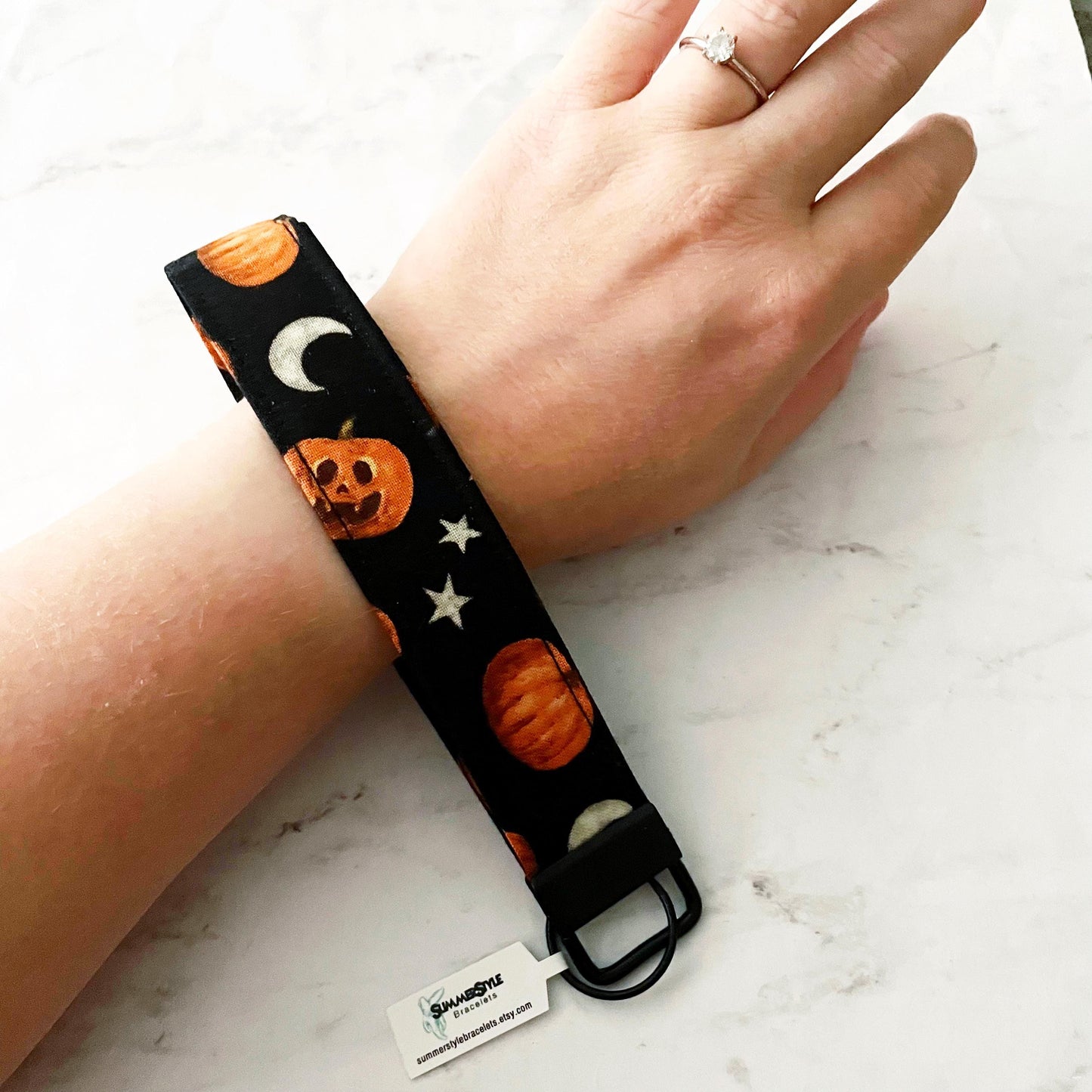 Midnight Pumpkins Key Fob Wristlet, Wristlet Keychain, Halloween Wristlet, Handmade Lanyard, SummerStyle Bracelets