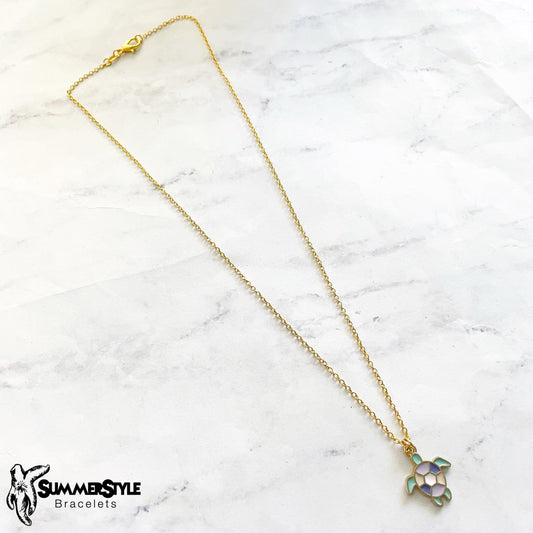 Pastel Sea Turtle Charm Necklace, Turtle Jewelry, Gold Chain Necklace, SummerStyle Bracelets