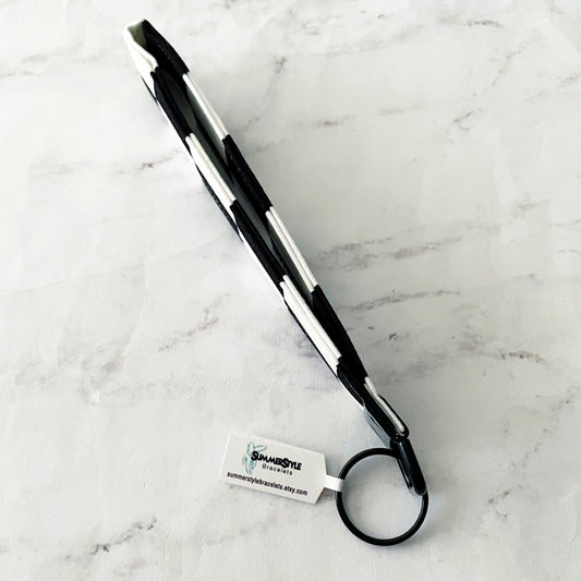 Black & White Checkered Key Fob Wristlet, 6.5in Wristlet Lanyard, Keychain Wristlet, Handmade Lanyard, SummerStyle Bracelets