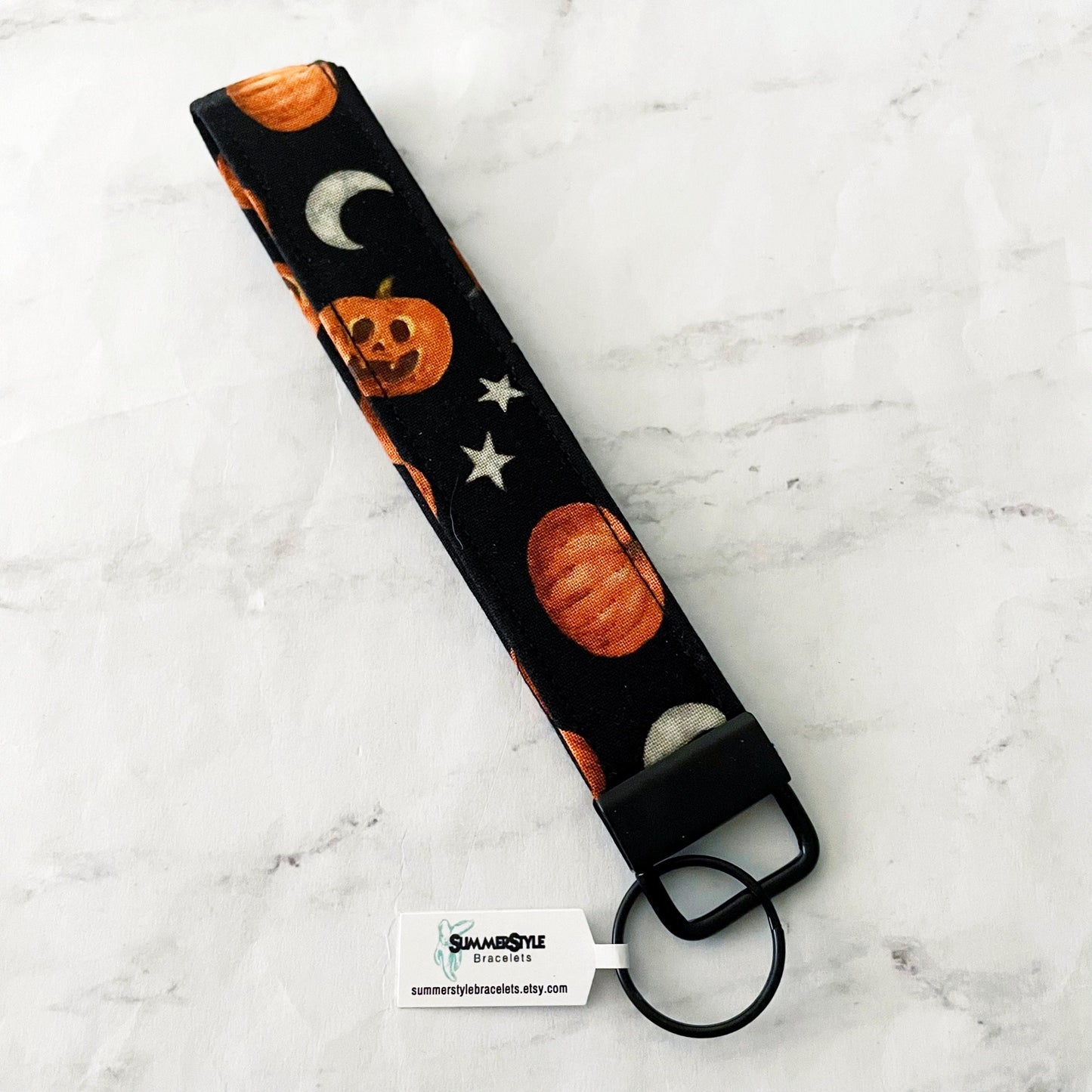 Midnight Pumpkins Key Fob Wristlet, Wristlet Keychain, Halloween Wristlet, Handmade Lanyard, SummerStyle Bracelets