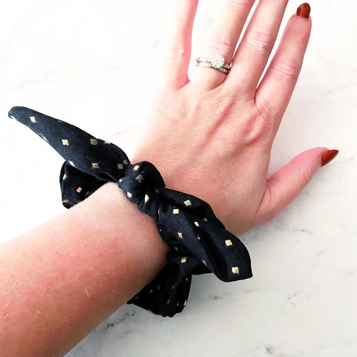 Studded Black Bow Scrunchie, Hair Accessories, SummerStyle Bracelets