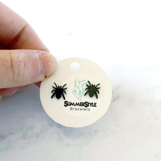 Black Spider Stud Earrings, Stainless Steel Earrings, Spider Earrings, Halloween Earrings, SummerStyle Bracelets