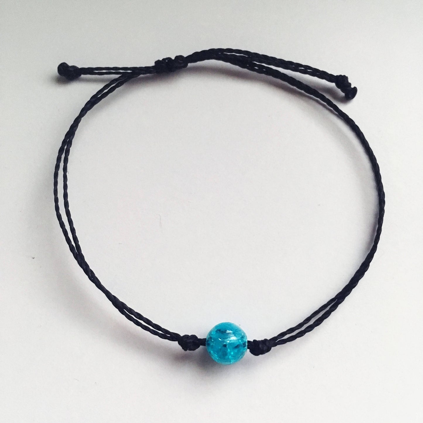 Ocean Crystal Adjustable Waterproof Bracelet, Ocean Bracelet, Ocean Jewelry, Wax Cord Bracelet, Waterproof Cord