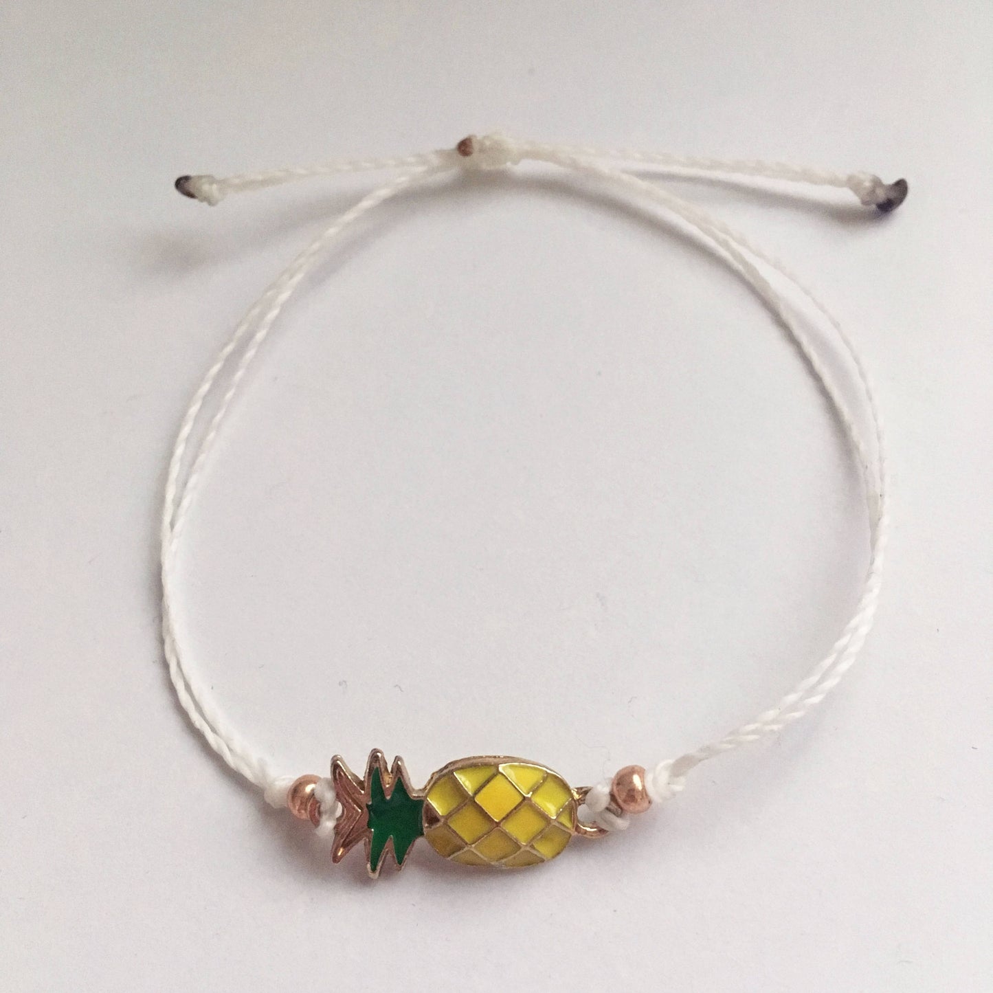 Pineapple Adjustable Waterproof Bracelet, Pineapple Bracelet, Pineapple Jewelry, Wax Cord Bracelet, Waterproof Cord