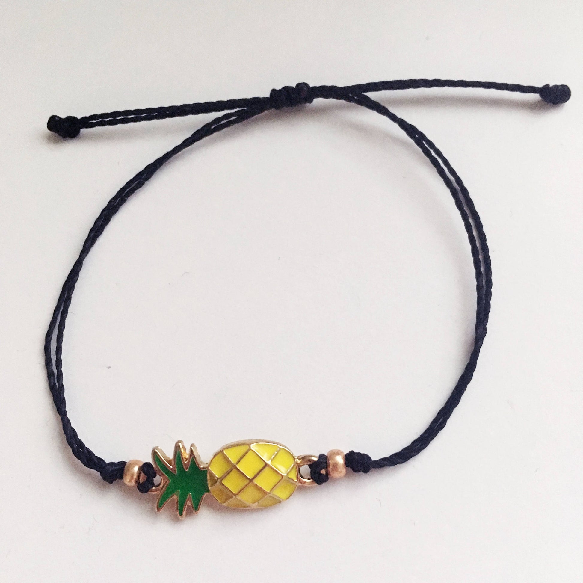 Pineapple Adjustable Waterproof Bracelet, Pineapple Bracelet, Pineapple Jewelry, Wax Cord Bracelet, Waterproof Cord