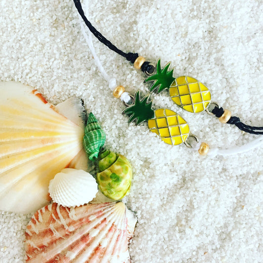 Pineapple Adjustable Waterproof Bracelet, Pineapple Bracelet, Pineapple Jewelry, Wax Cord Bracelet, Waterproof Cord