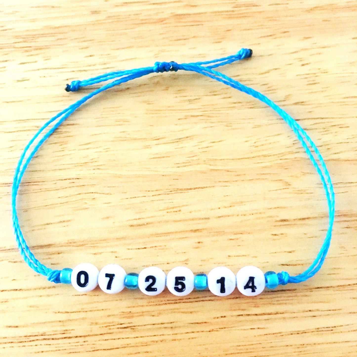 Custom Date Adjustable Waterproof Bracelet, Date Bracelet, Anniversary Jewelry, Wax Cord Bracelet, Waterproof Cord