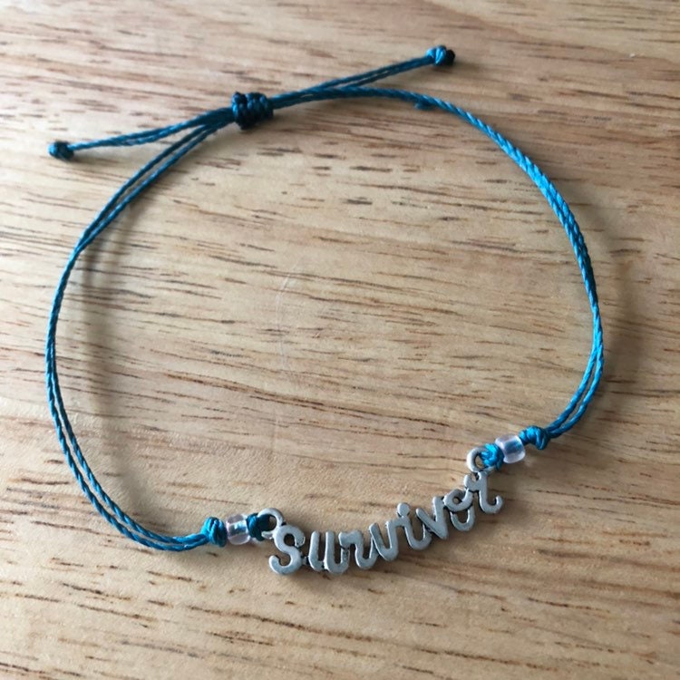 Survivor Custom Adjustable Waterproof Bracelet, Cancer Survivor, Survivor Gift, Wax Cord Bracelet, Waterproof Cord