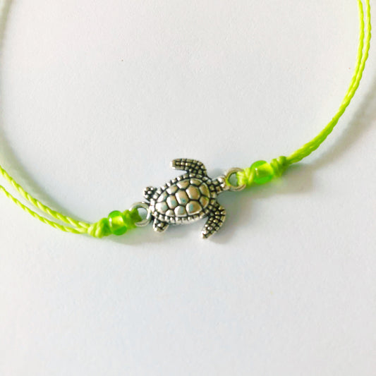 Sea Turtle Custom Adjustable Waterproof Bracelet, Sea Turtle Bracelet, Sea Turtle Jewelry, Wax Cord Bracelet, Waterproof Cord