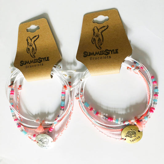 Taurus Zodiac Adjustable Waterproof Bracelet Pack, Taurus Bracelet, Zodiac Jewelry, Wax Cord Bracelet, Waterproof Cord