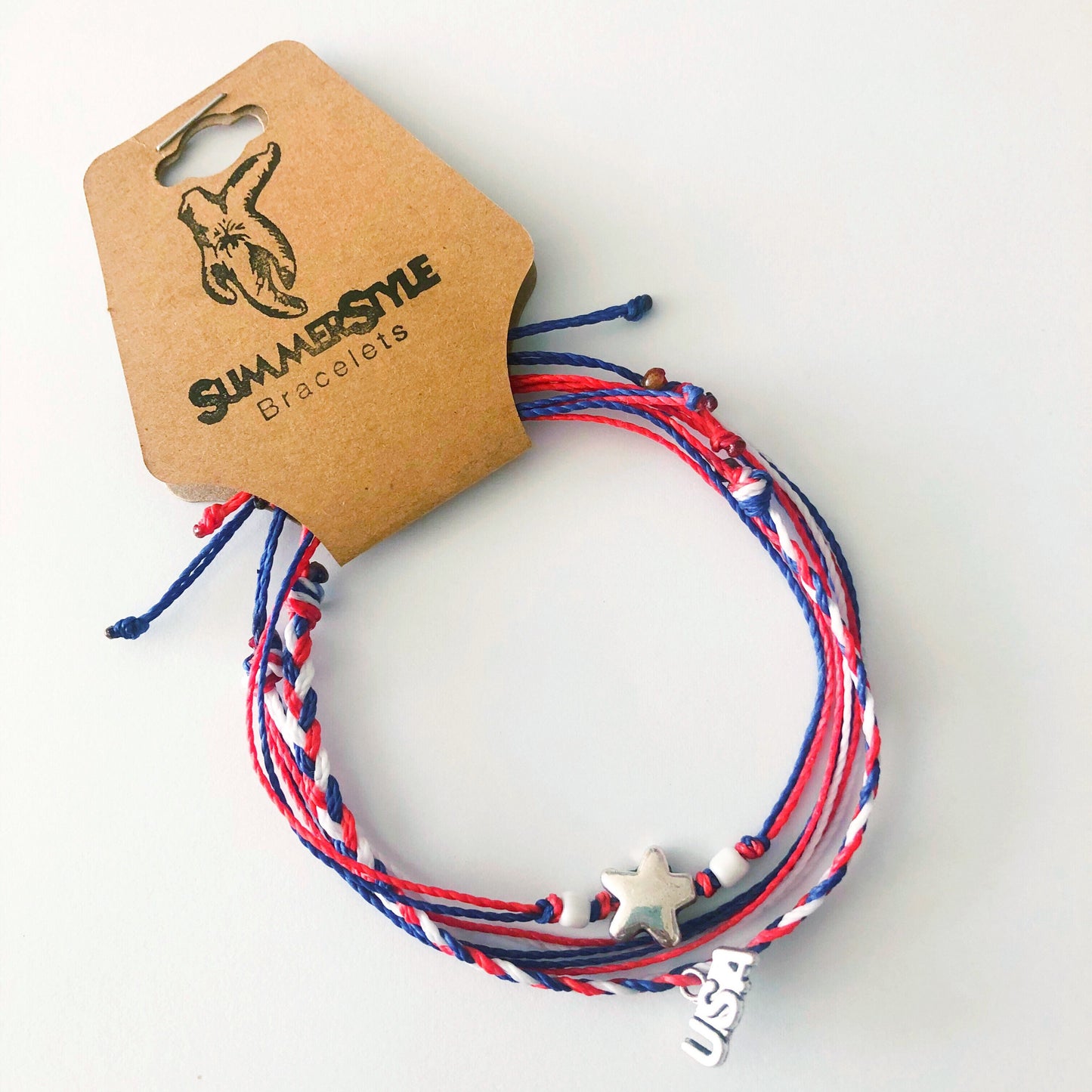 FOURTH OF JULY Patriotic Adjustable Water Resistant Bracelet Pack, Stars & Stripes Bracelet, Patriotic Jewelry, Waterproof Cord