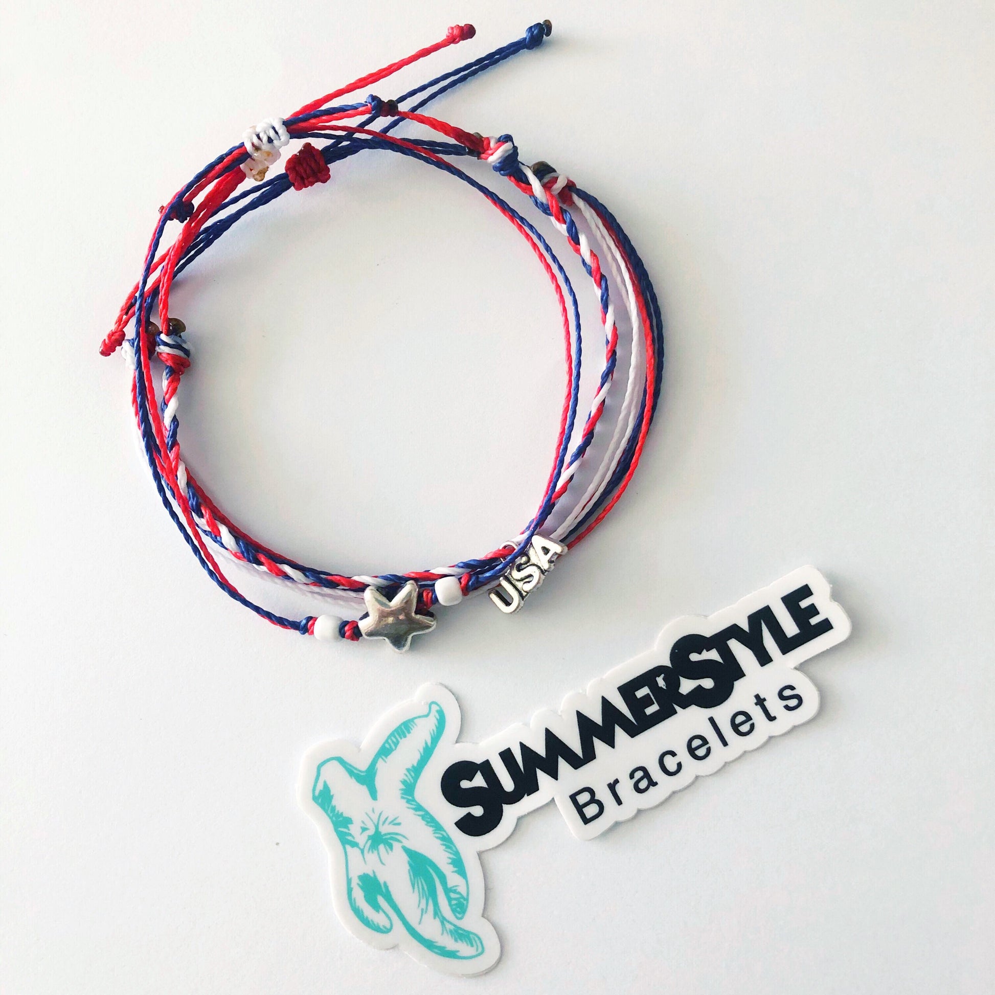 FOURTH OF JULY Patriotic Adjustable Water Resistant Bracelet Pack, Stars & Stripes Bracelet, Patriotic Jewelry, Waterproof Cord