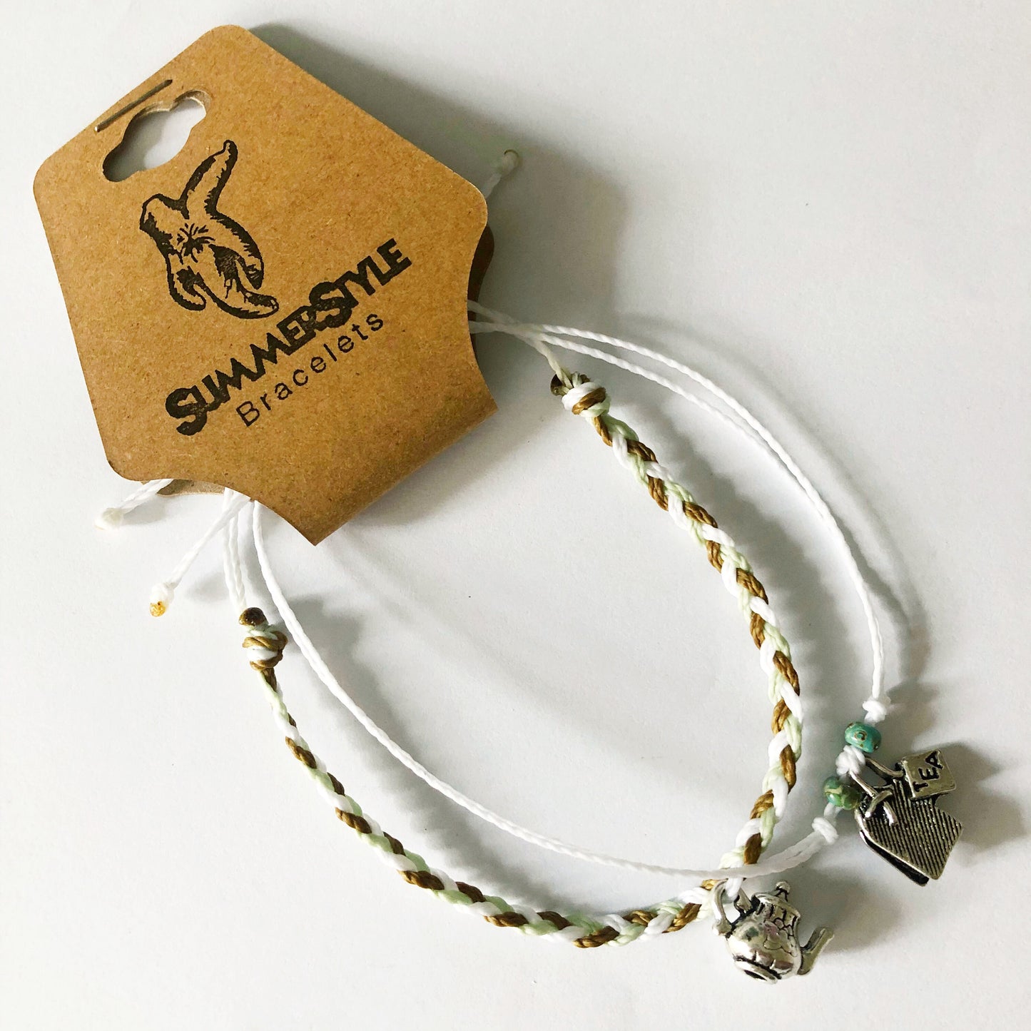 Tea Lover Adjustable Waterproof Bracelet Pack, Tea Lover, Tea Bracelet, That's The Tea, Wax Cord Bracelet, Waterproof Cord