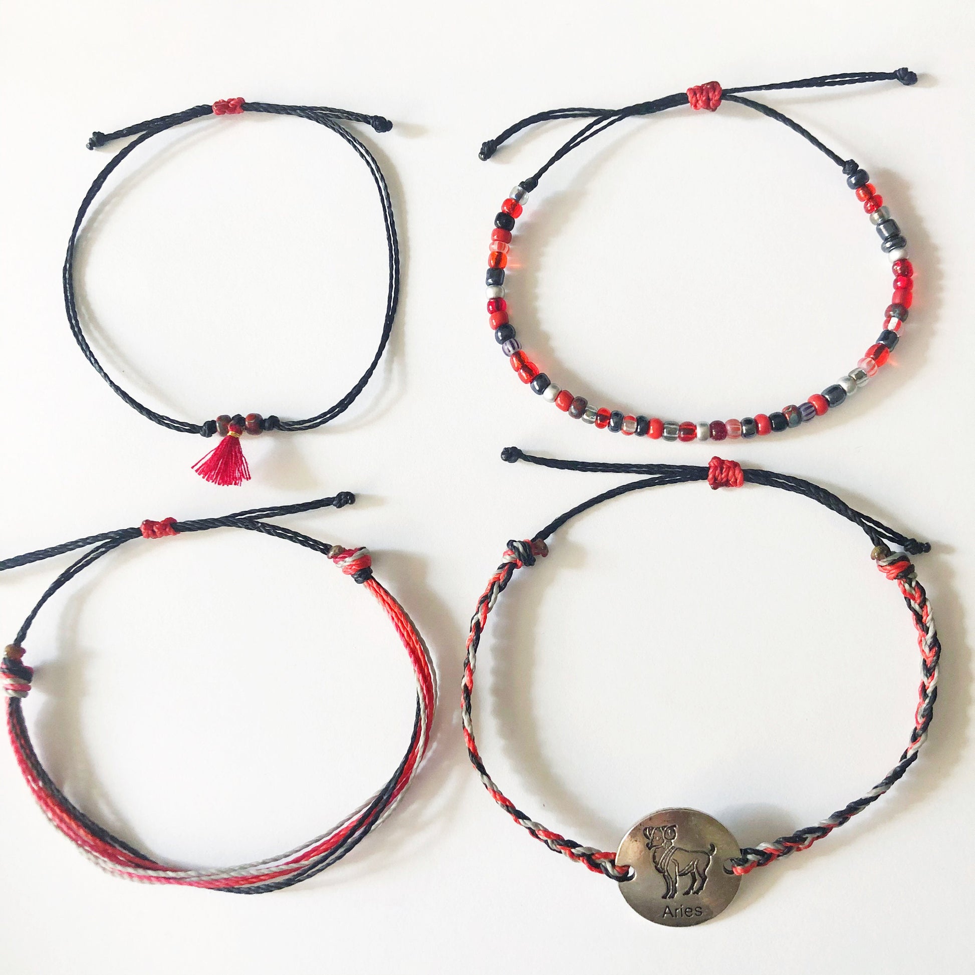 Aries Zodiac Adjustable Waterproof Bracelet Pack, Aries Bracelet, Zodiac Jewelry, Wax Cord Bracelet, Waterproof Cord