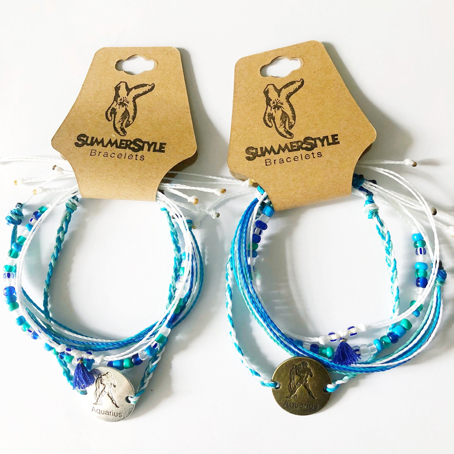 Aquarius Zodiac Adjustable Waterproof Bracelet Pack, Aquarius Bracelet, Zodiac Jewelry, Wax Cord Bracelet, Waterproof Cord