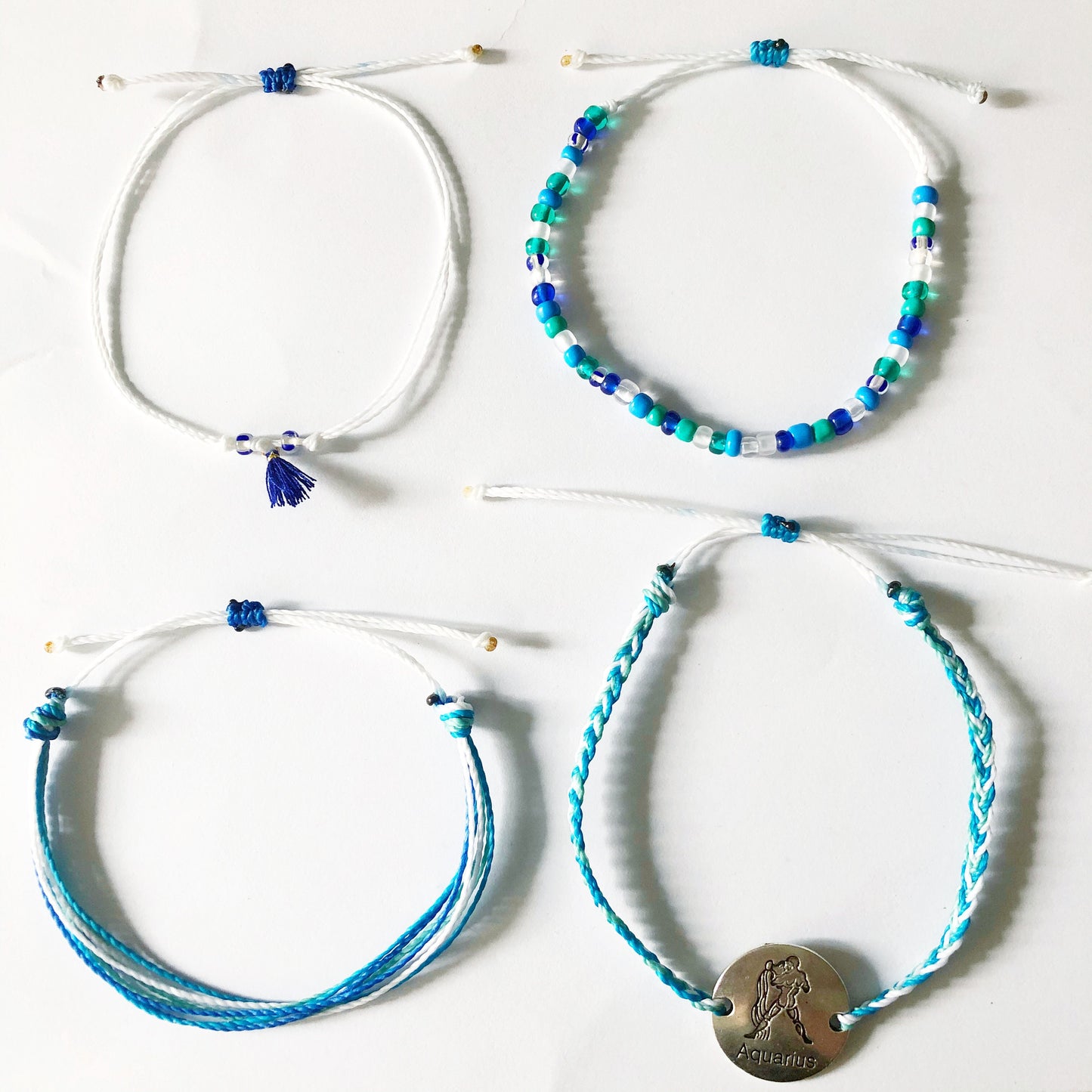 Aquarius Zodiac Adjustable Waterproof Bracelet Pack, Aquarius Bracelet, Zodiac Jewelry, Wax Cord Bracelet, Waterproof Cord