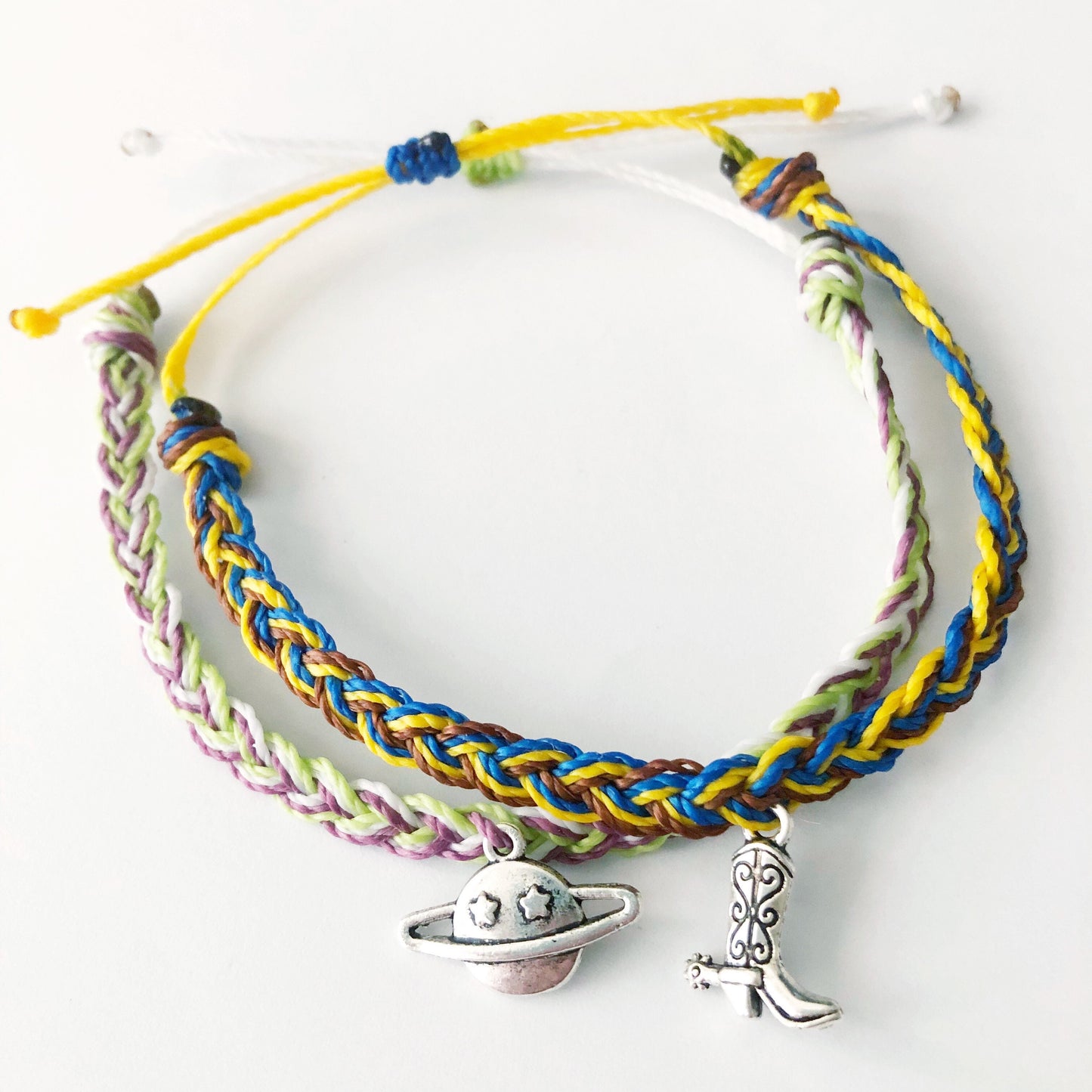 Cowboy & Space Ranger Adjustable Waterproof Bracelet Set, Best Friend Bracelets, Wax Cord Bracelet, SummerStyle Bracelets