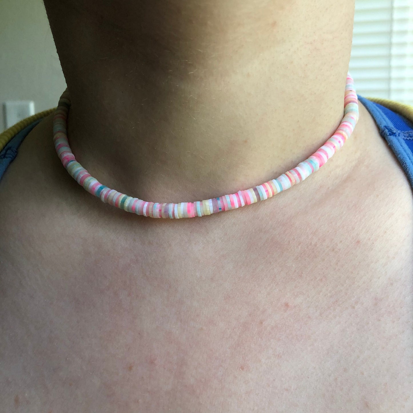 Tropical Pastel Beaded Choker, Choker Necklace, Heishi Choker, Beach Jewelry, SummerStyle Bracelets