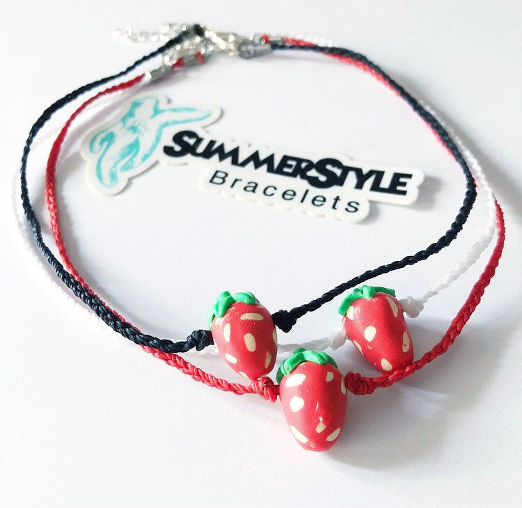 Tiny Strawberry Braided Choker, Choker Necklace, Heishi Choker, Beach Jewelry, SummerStyle Bracelets