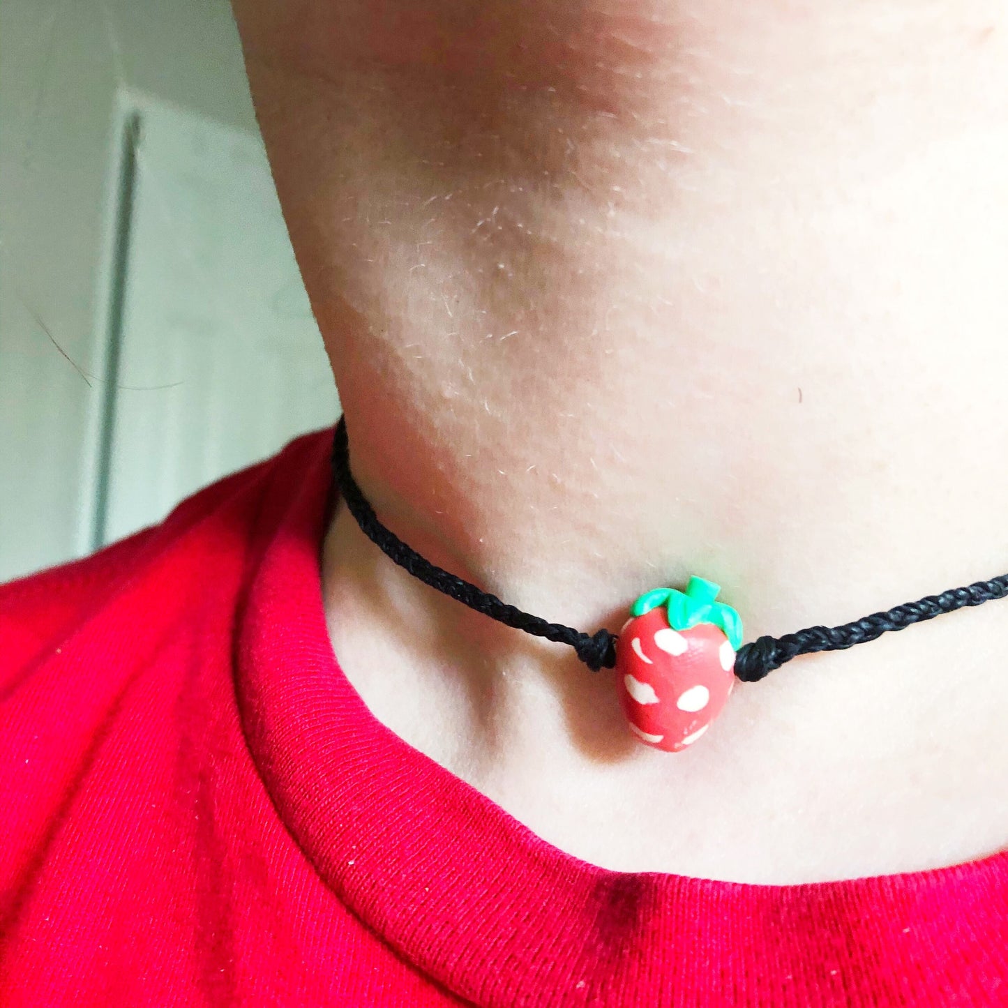 Tiny Strawberry Braided Choker, Choker Necklace, Heishi Choker, Beach Jewelry, SummerStyle Bracelets