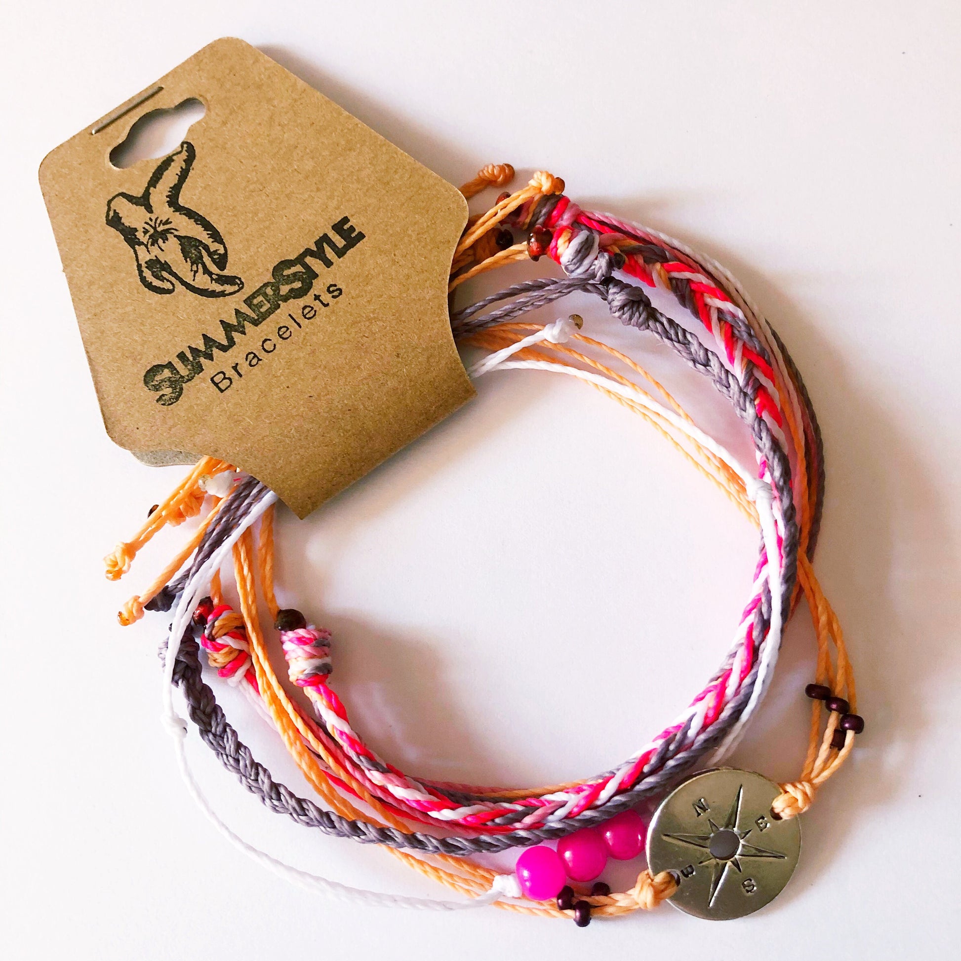 Summer Sunset Adjustable Waterproof Bracelet Pack, Wanderlust Collection, Wax Cord Bracelet, SummerStyle Bracelets