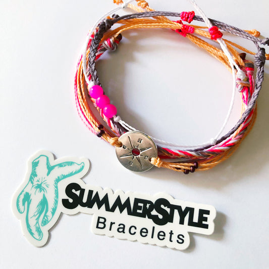 Summer Sunset Adjustable Waterproof Bracelet Pack, Wanderlust Collection, Wax Cord Bracelet, SummerStyle Bracelets